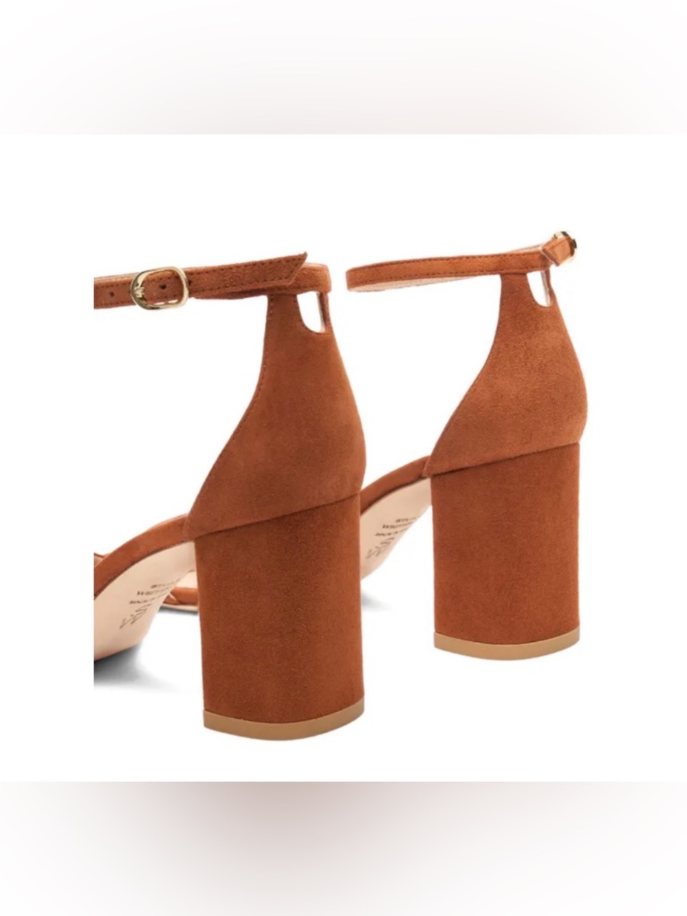 Stuart Weitzman Suede Ankle Strap Block Heel Sandals Brown Carmel Brown size 7.5 - Picture 5 of 16